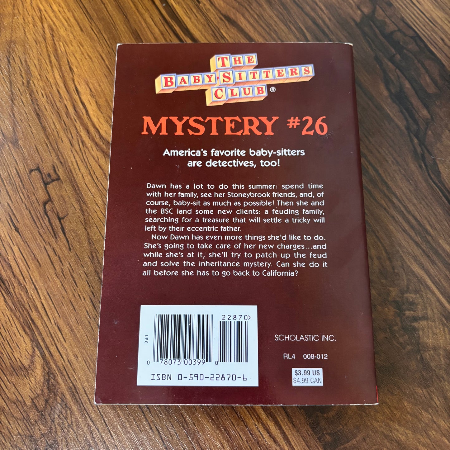 The Baby-Sitters Club Mystery #26: Dawn Schafer, Undercover Baby-Sitter - 1996 Apple Paperback