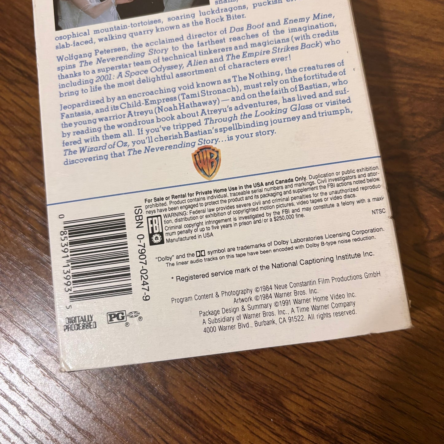 The NeverEnding Story VHS 1984/1991 Warner Bros Release