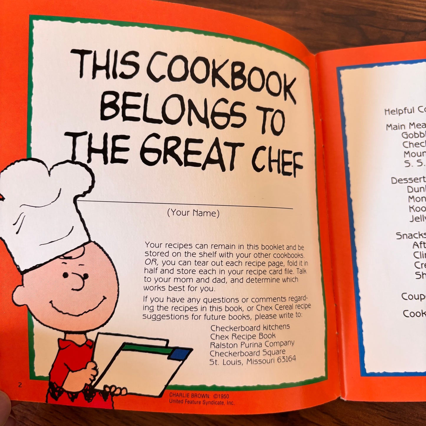 I Can Make It with Chex Charlie Brown - 1991 Peanuts Recipe Booklet