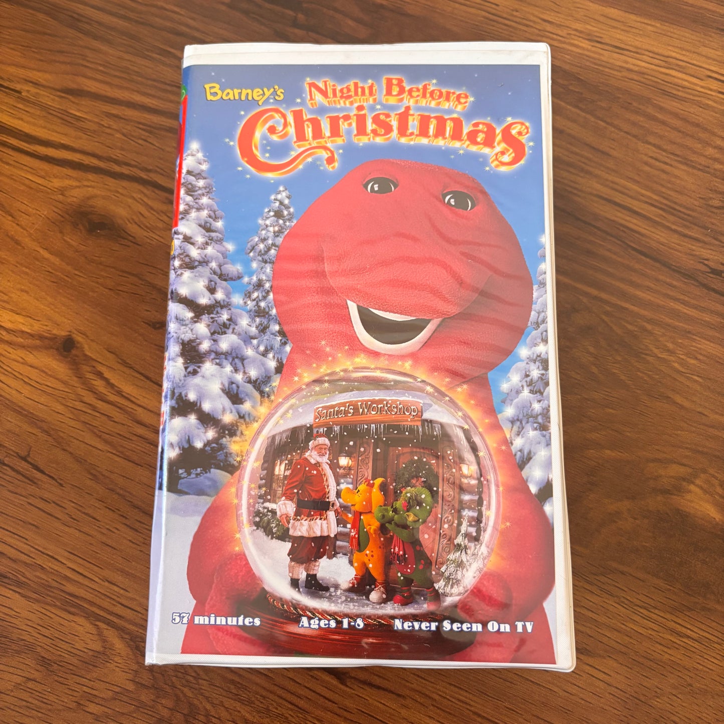 Barney Night Before Christmas 1999 VHS with holiday storytime and festive winter scenes for kids!