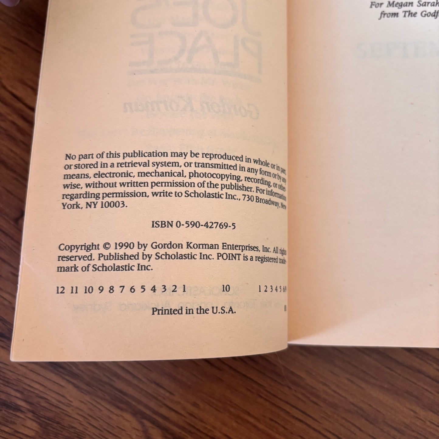 Losing Joe's Place by Gordon Korman (1990 Point Fiction)