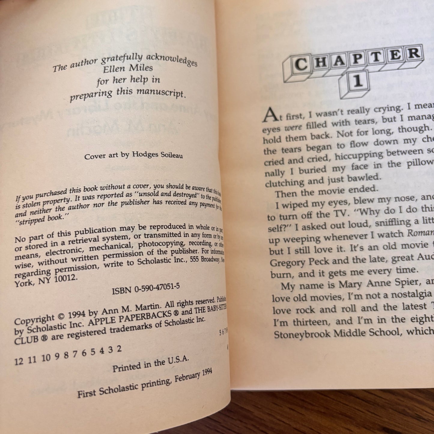 The Baby-Sitters Club Mystery #13: Mary Anne and the Library Mystery by Ann M. Martin (1994 Apple Paperback - Scholastic)