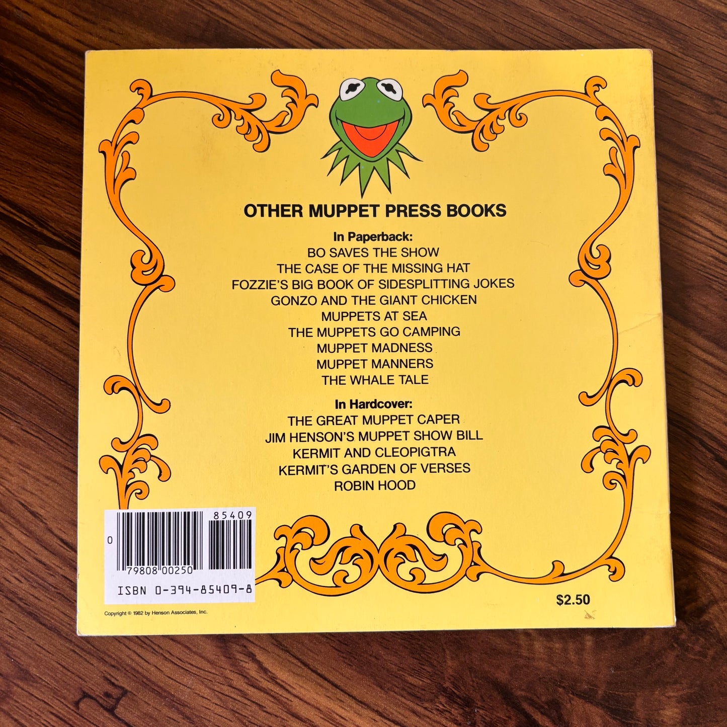 1982 Muppet Press Random House book Two for the Show, a retro softcover children’s title with Jim Henson’s Muppets branding and colorful illustrated character cover.