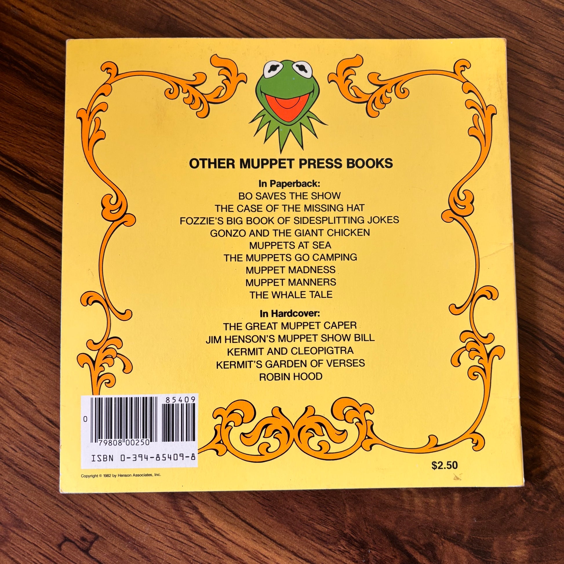 1982 Muppet Press Random House book Two for the Show, a retro softcover children’s title with Jim Henson’s Muppets branding and colorful illustrated character cover.