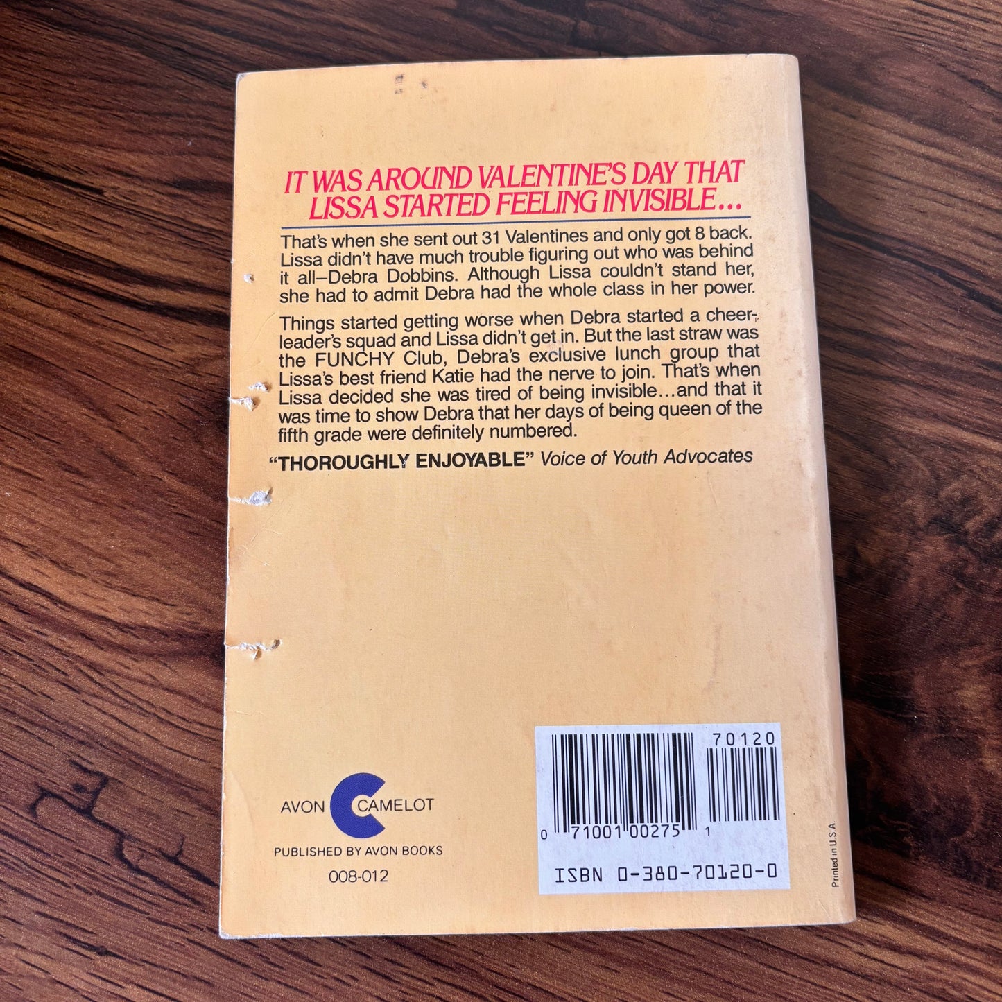 Invisible Lissa by Natalie Honeycutt - 1986 Avon Camelot Paperback