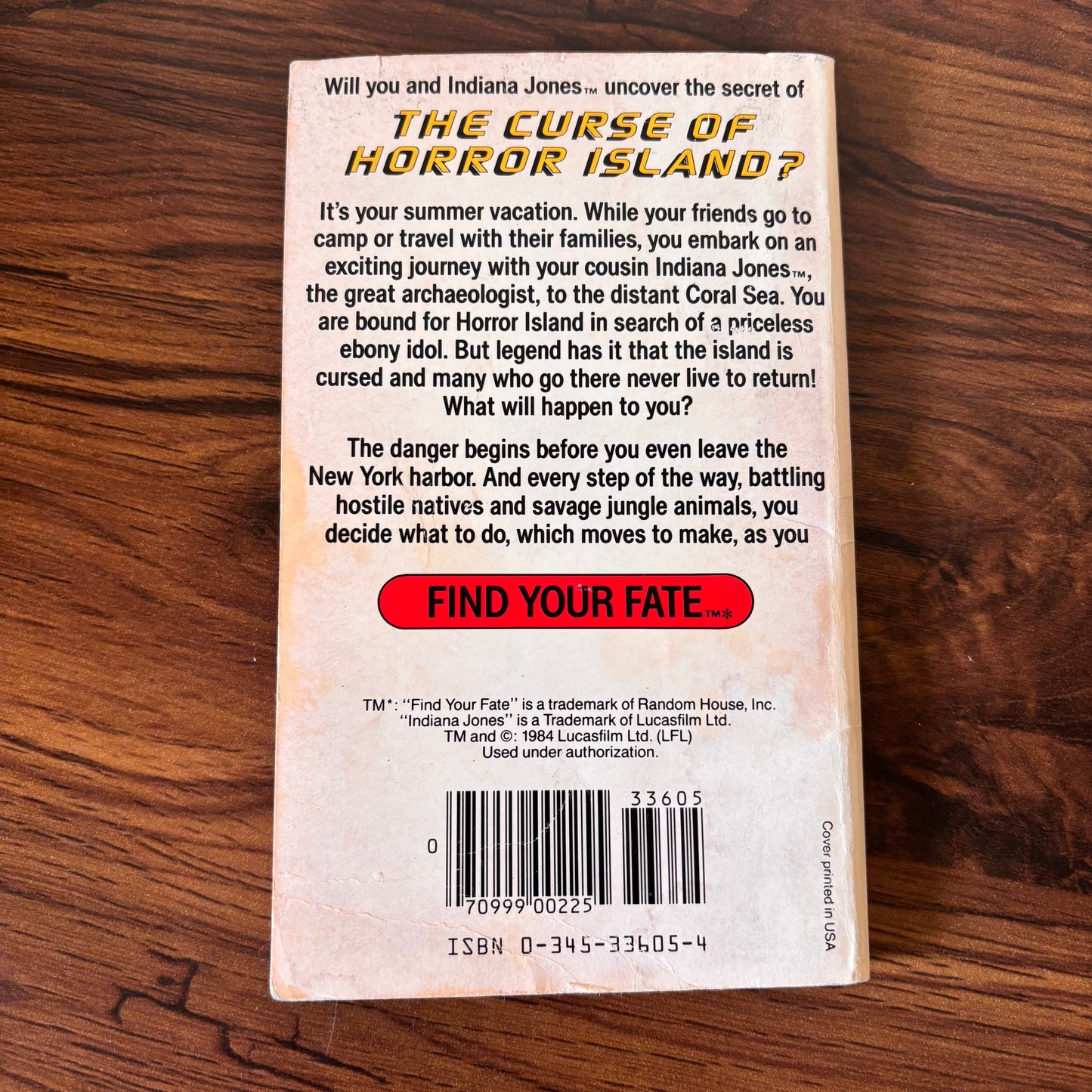 Indiana Jones and the Curse of Horror Island #1 R.L. Stine 1985 Paperback