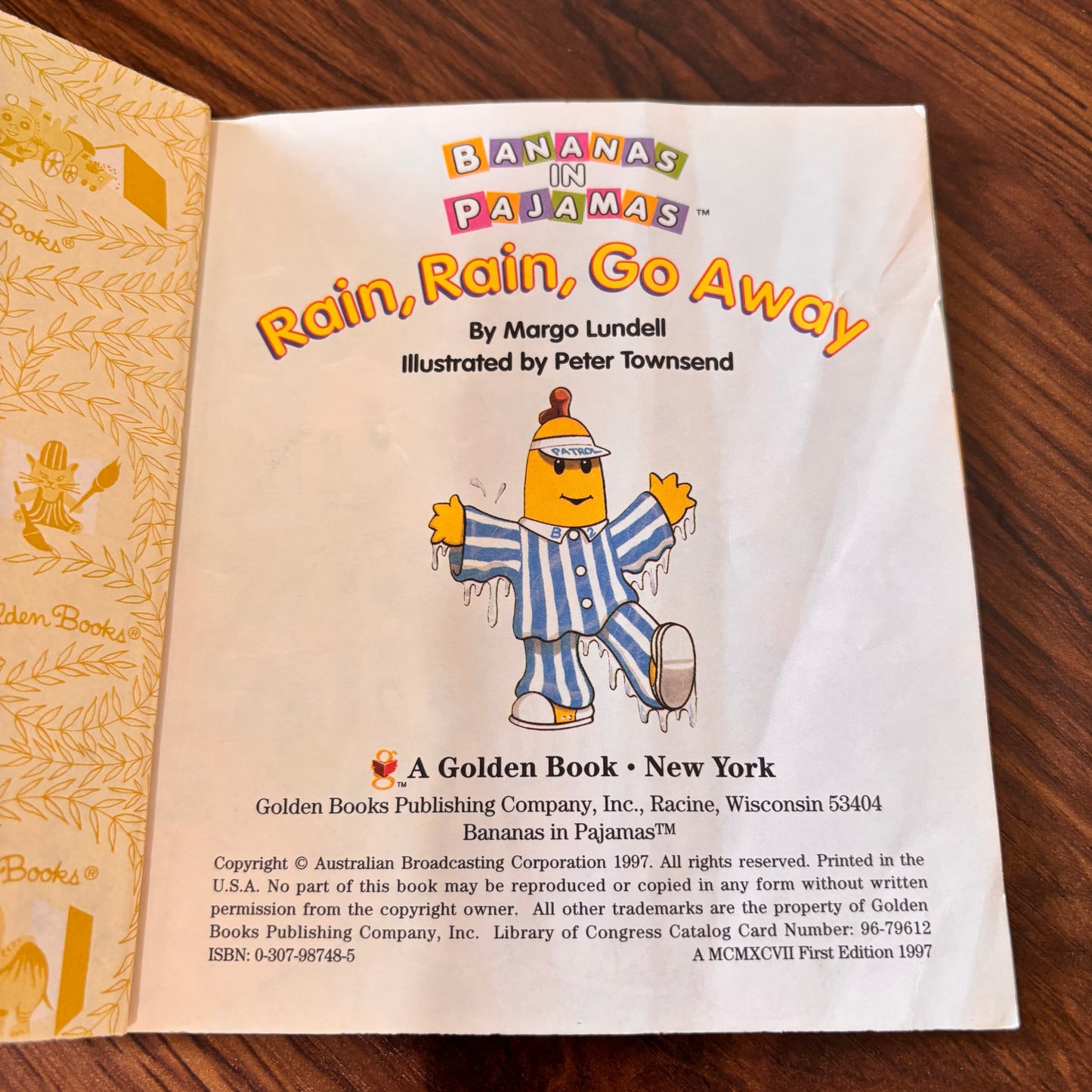 Bananas in Pajamas Rain, Rain, Go Away 1997 Miniature Little Golden Book, Margo Lundell, Peter Townsend