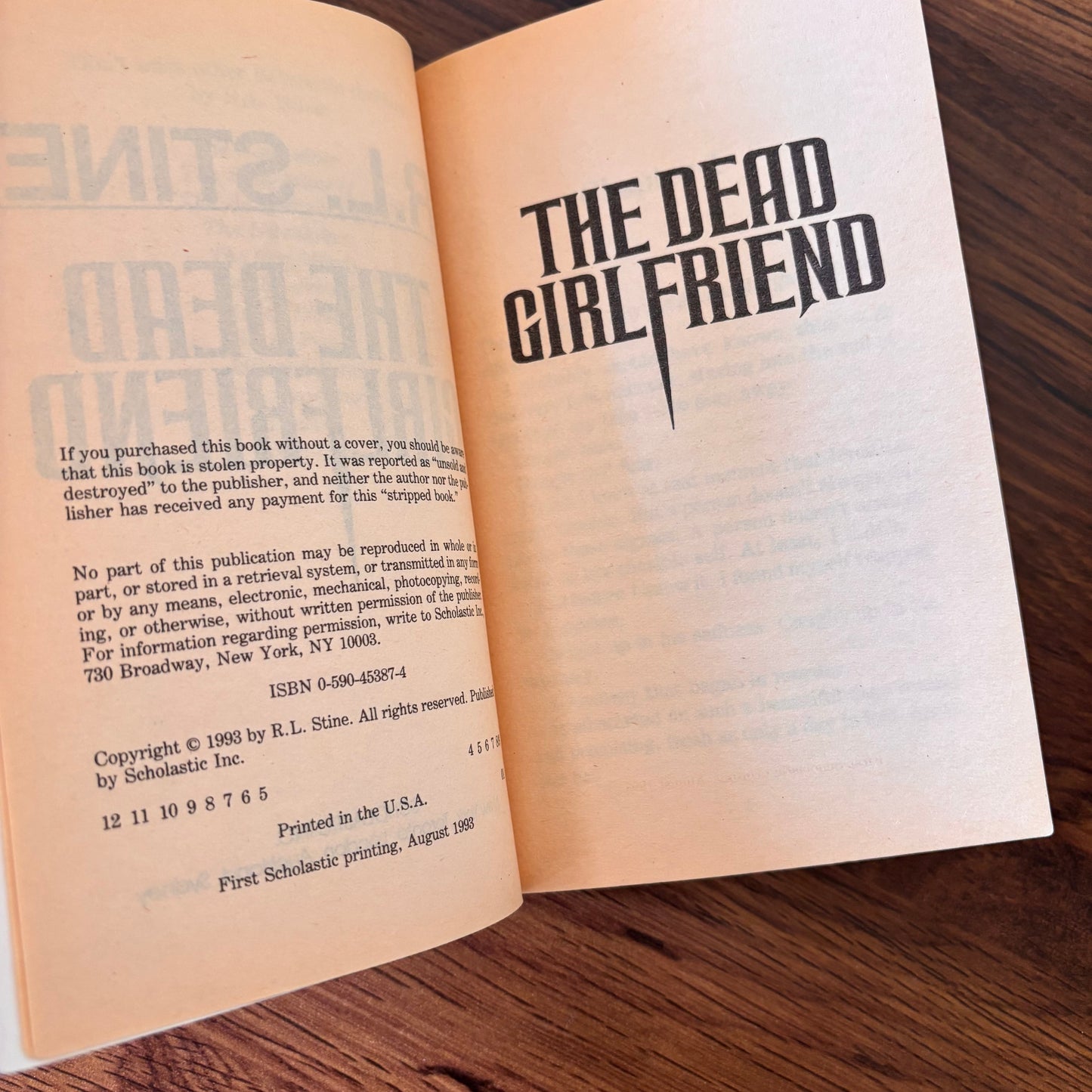 The Dead Girlfriend by R.L. Stine – 1993 Scholastic YA Thriller Paperback