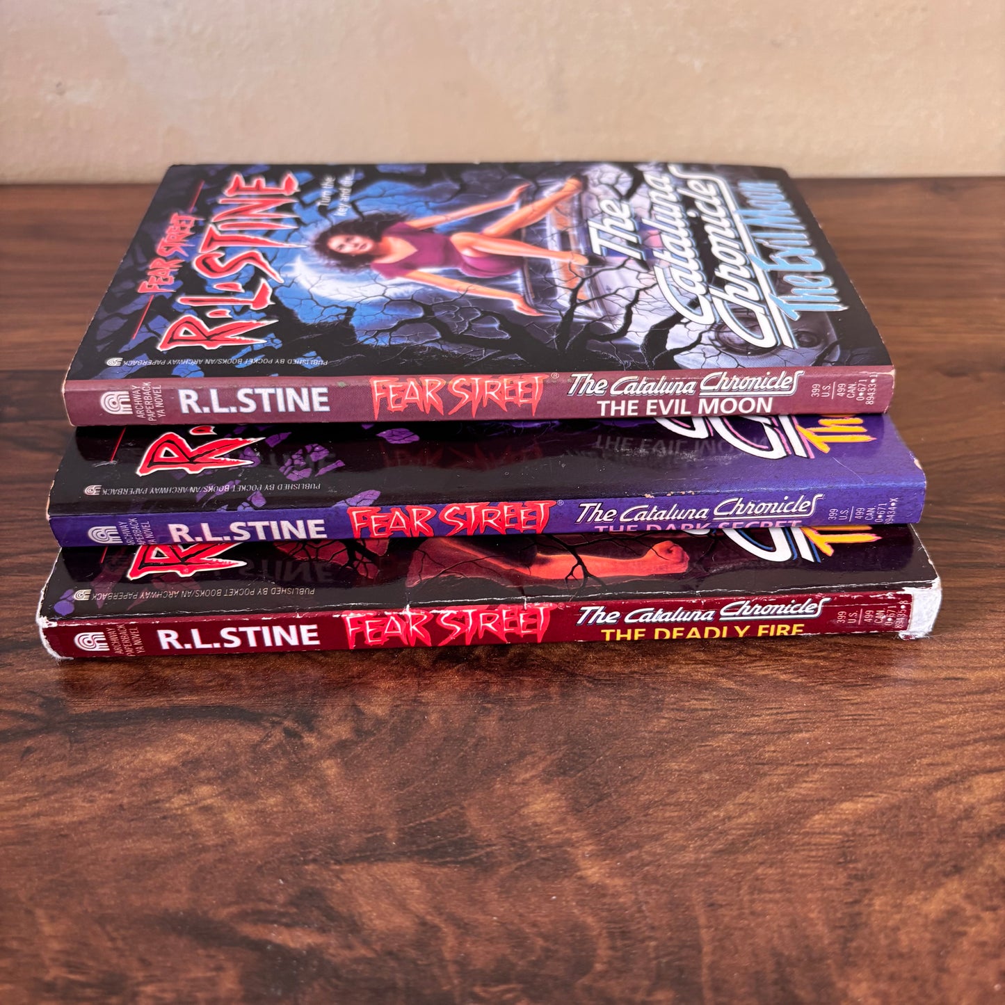 Fear Street: The Cataluna Chronicles Trilogy by R.L. Stine – Evil Moon, Dark Secret, Deadly Fire (1995 Archway Paperbacks)