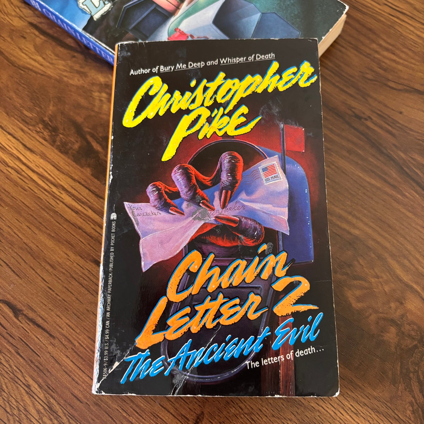 90s teen horror books by Christopher Pike, including Chain Letter and Chain Letter 2, a nostalgic paperback set for readers who love old scary books, suspenseful mysteries, and retro YA thrillers.