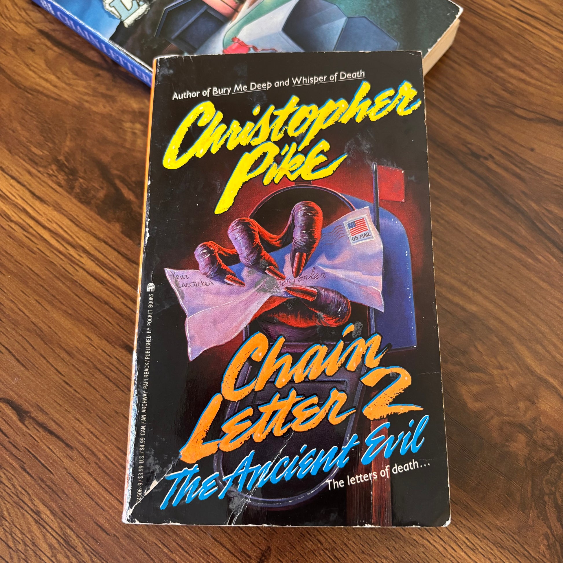 90s teen horror books by Christopher Pike, including Chain Letter and Chain Letter 2, a nostalgic paperback set for readers who love old scary books, suspenseful mysteries, and retro YA thrillers.