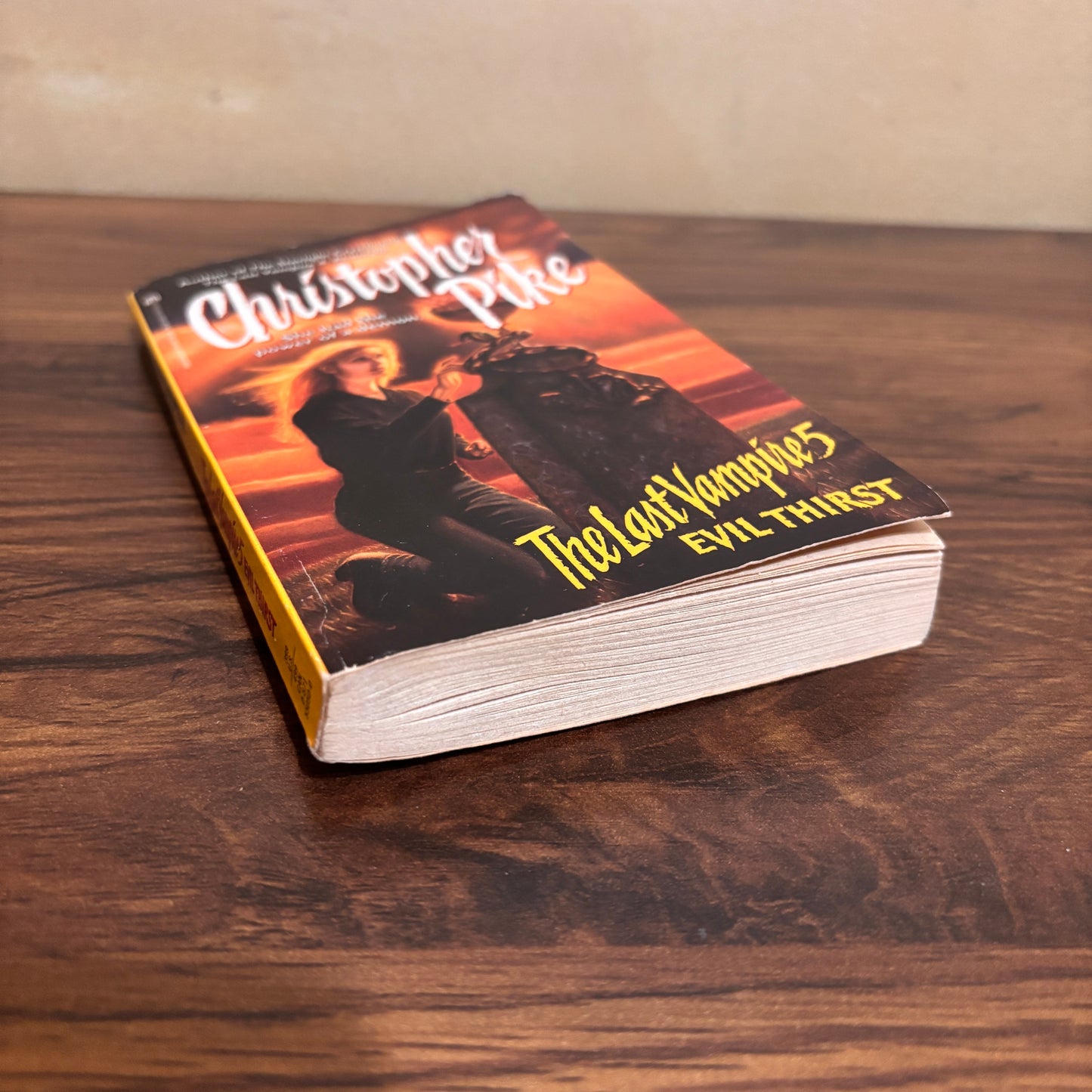 90s YA vampire horror paperback The Last Vampire 5 Evil Thirst by Christopher Pike, a retro teen thriller book with nostalgic cover art for vintage horror fans.