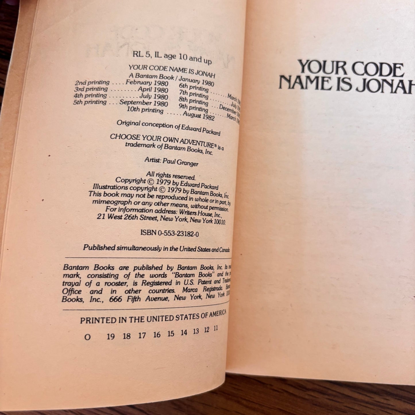 Choose Your Own Adventure #6: Your Code Name is Jonah - 1982 Edward Packard