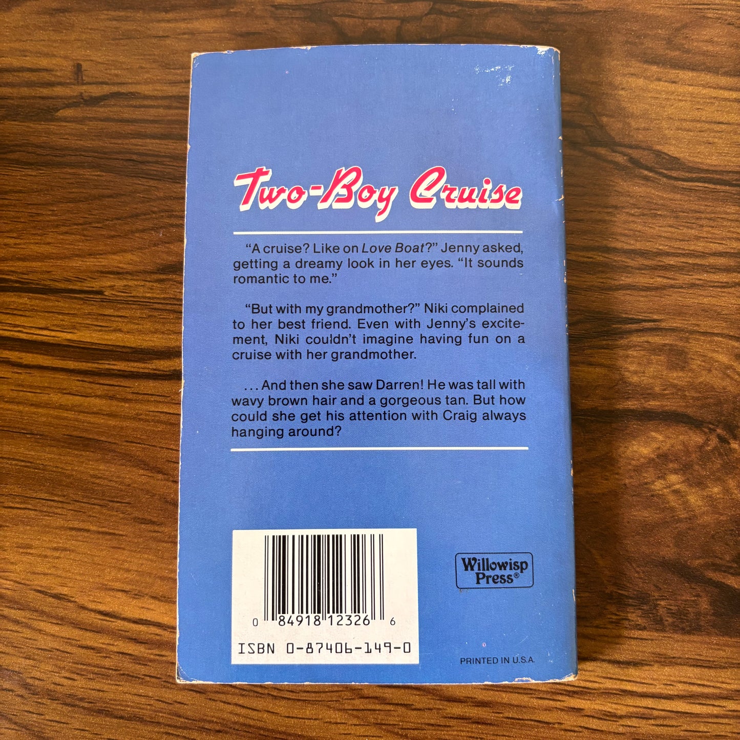 Two-Boy Cruise by Bonnie Towne - 1986 Willowisp Press Teen Romance