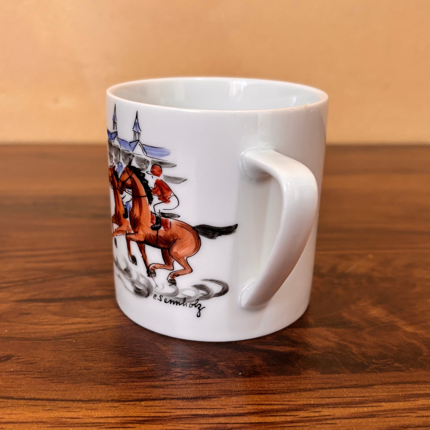 Hand Painted Artist Signed Kentucky Derby Museum Mug - Horse Racing Collectible