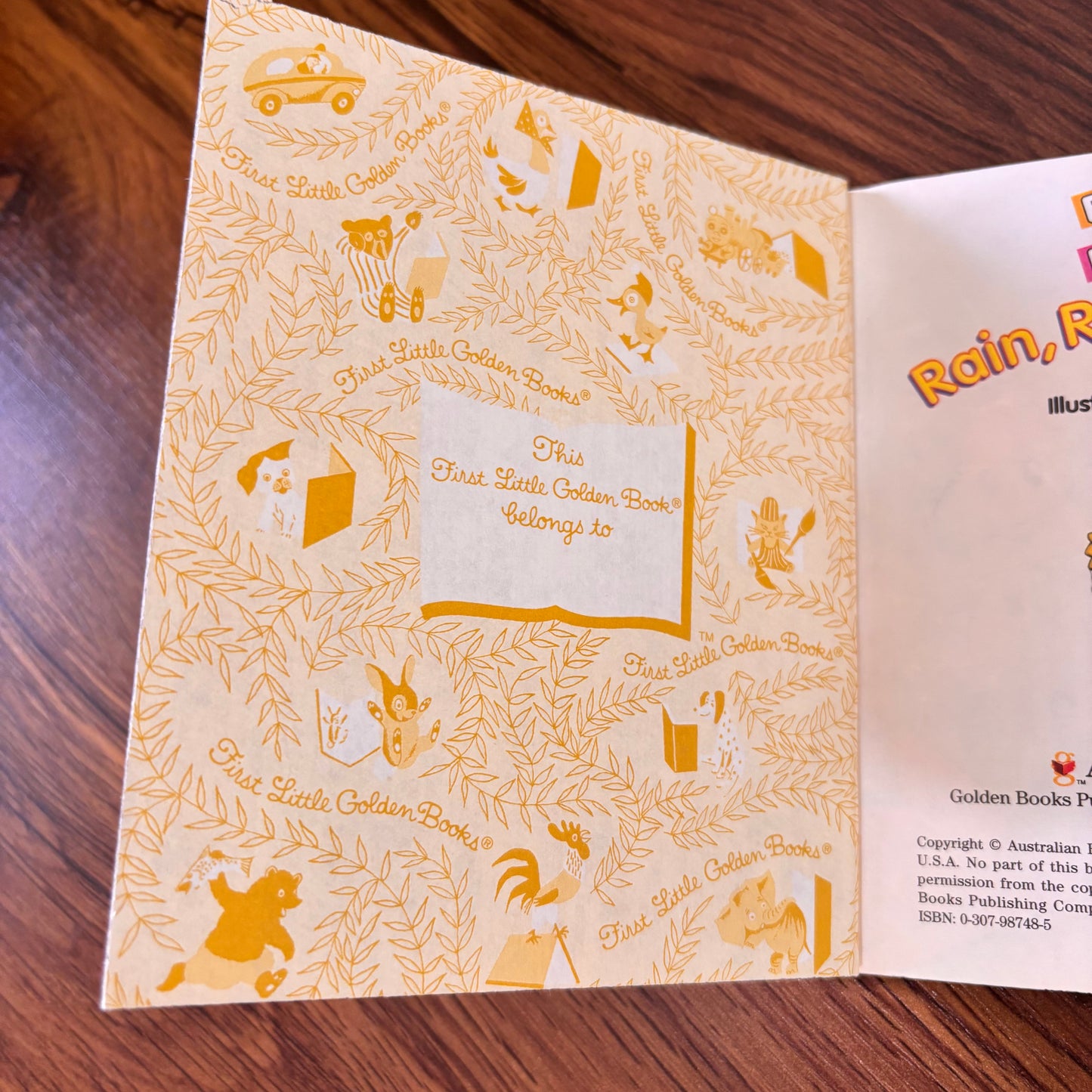 Bananas in Pajamas Rain, Rain, Go Away 1997 Miniature Little Golden Book, Margo Lundell, Peter Townsend