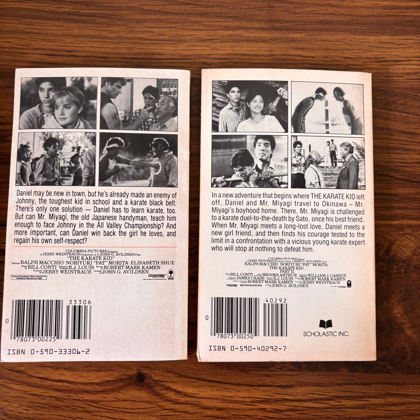 Karate Kid I and II by B.B. Hiller - 1984/1986 Point Movie Tie-In Novelization Set