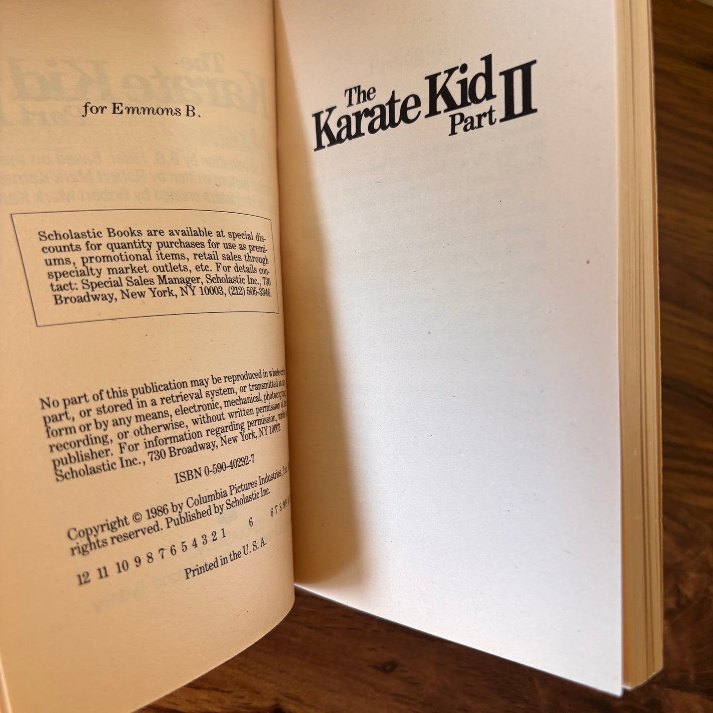 Karate Kid I and II by B.B. Hiller - 1984/1986 Point Movie Tie-In Novelization Set