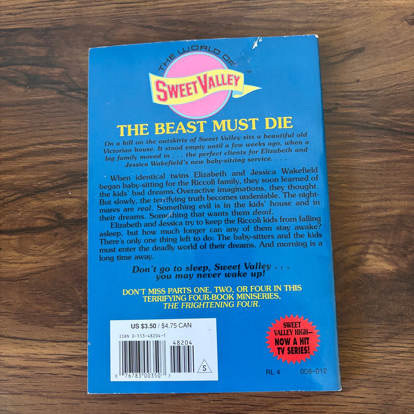 Sweet Valley Twins #99: The Beast Must Die – Book 3 of the Frightening Four Miniseries by Francine Pascal (1996 Bantam Paperback)