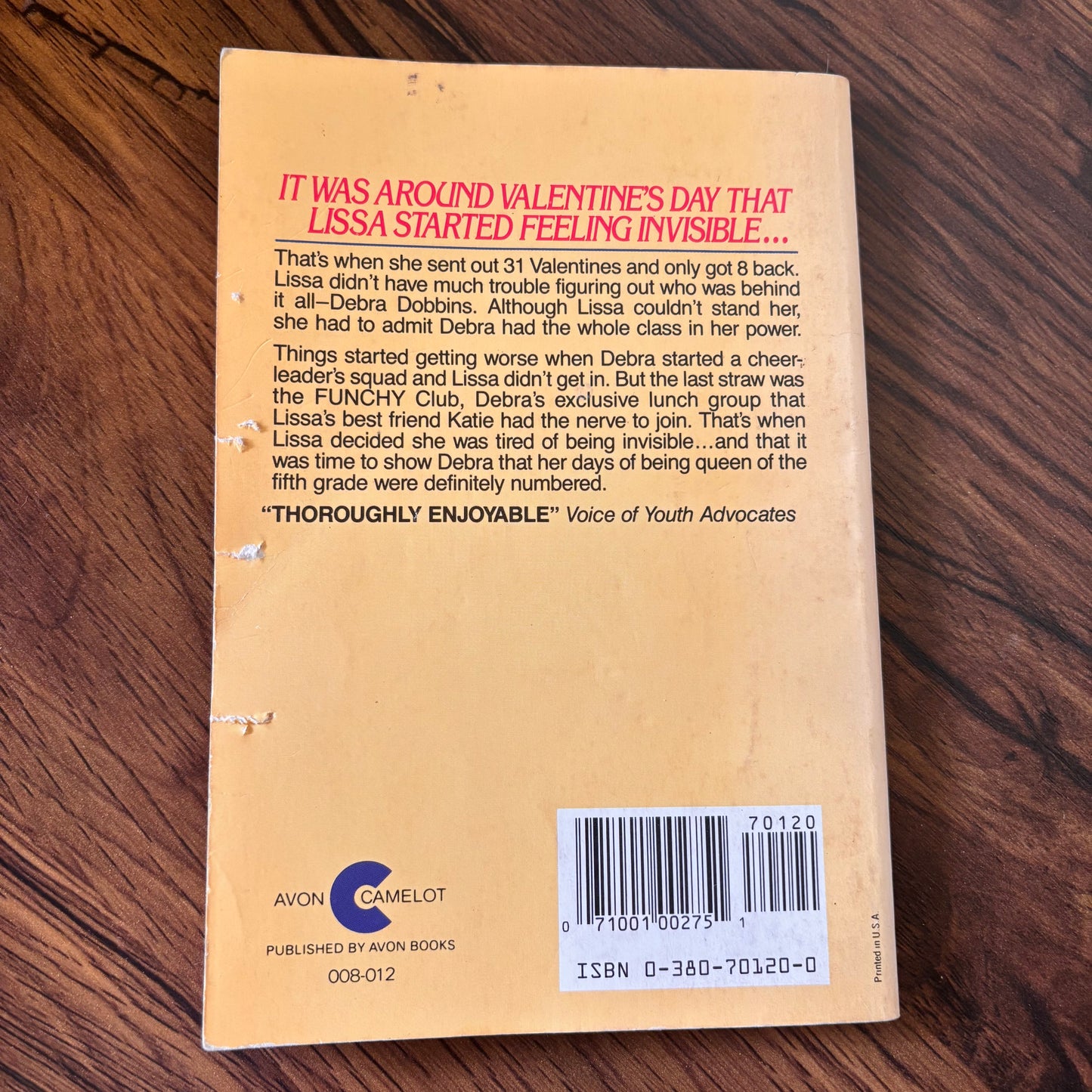 Invisible Lissa by Natalie Honeycutt - 1986 Avon Camelot Paperback