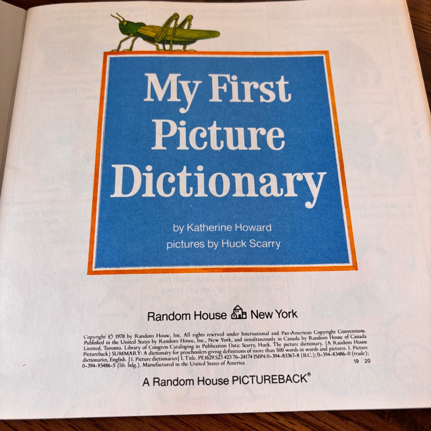 My First Picture Dictionary by Katherine Howard, Huck Scarry | 1978 Please Read to Me Book