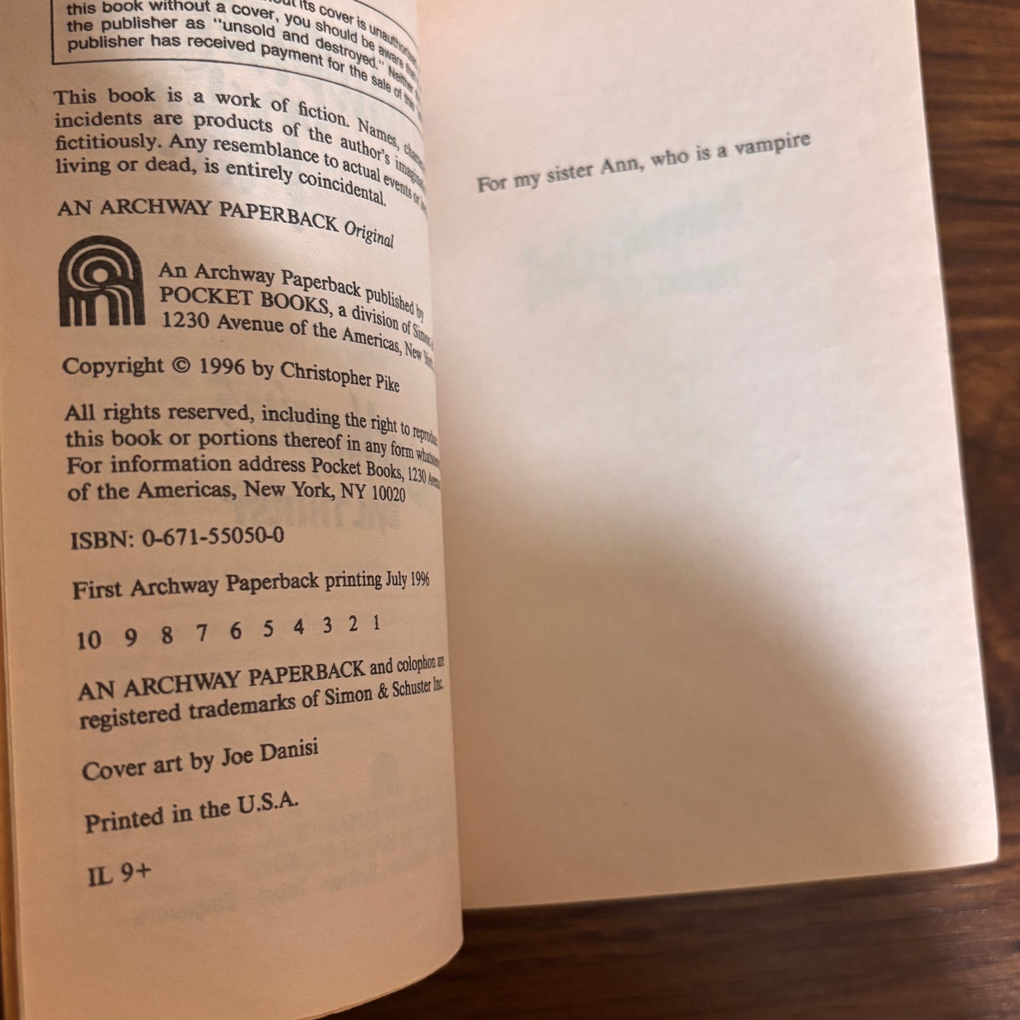 The Last Vampire #5: Evil Thirst by Christopher Pike (1996) Archway Paperback