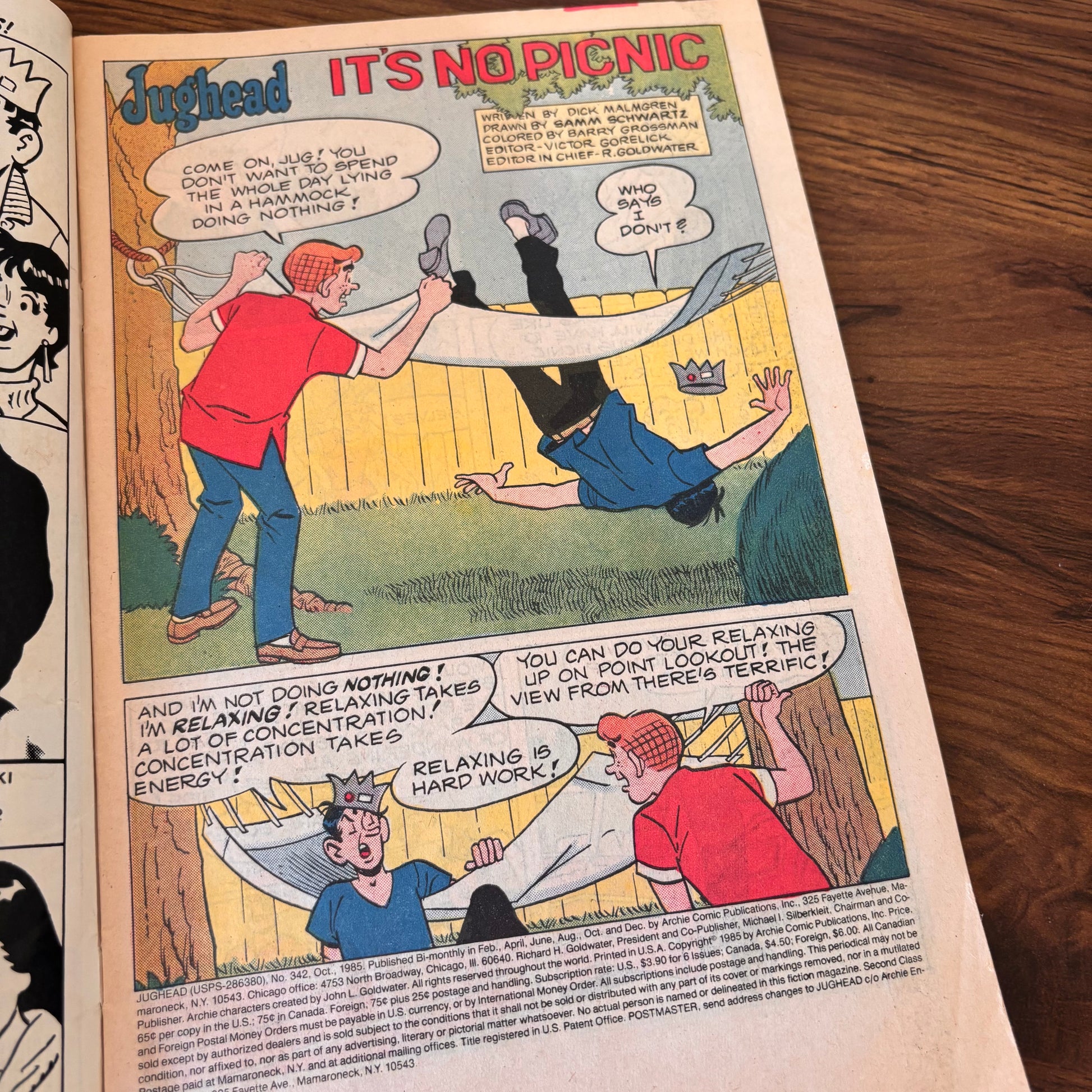 Archie Comics Jughead no. 342 vintage comic book from October with original illustrated cover art, a nostalgic collectible for fans of old Archie humor comics and Riverdale characters.