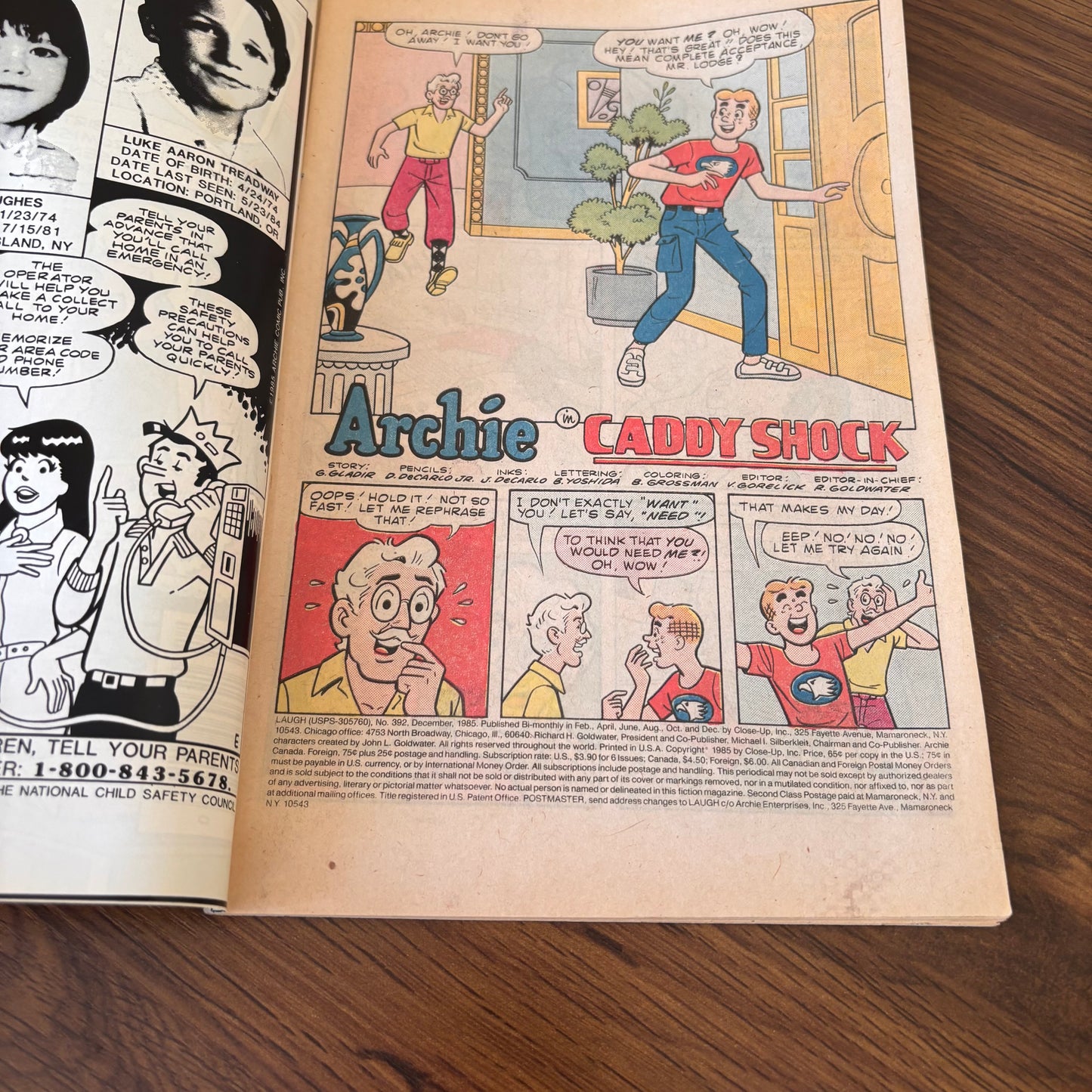 Vintage Archie Comics Group Laugh no. 392 December comic book featuring a birthday party cover scene with Archie, Betty, Veronica, and Jughead, a retro collectible for classic comic fans.