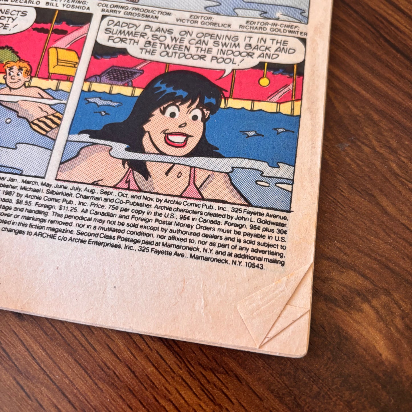 Archie Series No. 348 June 1987 vintage comic book with original yellow cover art, a collectible Riverdale issue featuring classic teen humor and retro newsstand appeal.