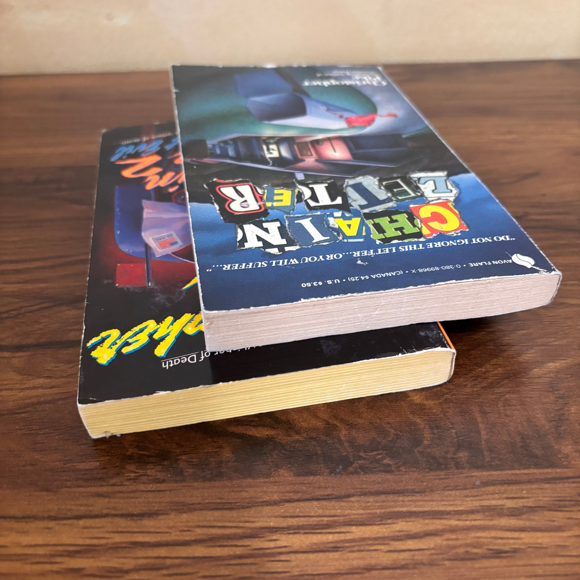 Chain Letter 2 book bundle by Christopher Pike including the original Chain Letter and The Ancient Evil sequel, a collectible vintage paperback set for fans of teen horror and retro suspense fiction.