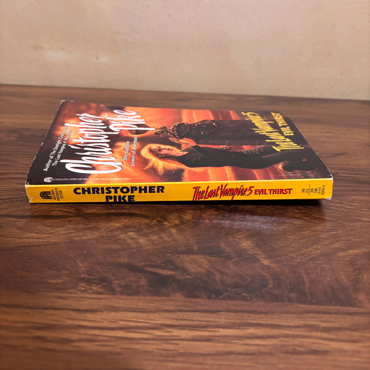 Christopher Pike Evil Thirst paperback from The Last Vampire series, shown with original illustrated cover artwork and classic 90s young adult horror appeal.