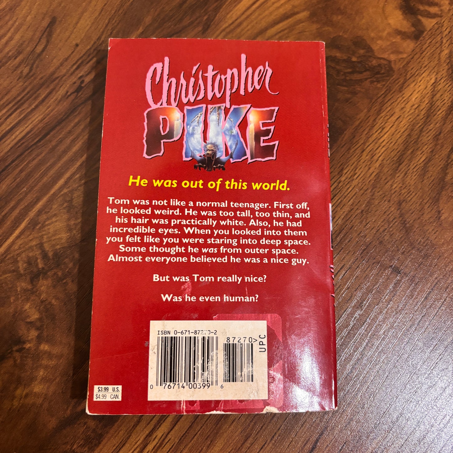 Christopher Pike The Visitor YA horror paperback featuring bold red cover artwork, a vintage teen thriller book for fans of nostalgic 90s horror fiction.