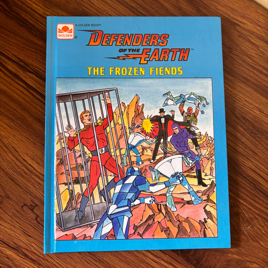 Defenders of the Earth The Frozen Fiends 1986 Golden Book hardcover by Jack C. Harris. Vintage 1980s superhero adventure featuring Flash Gordon, The Phantom, and Mandrake the Magician, omgihadthat.