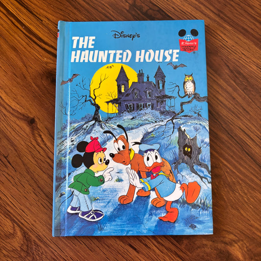1975 hardcover edition of Disney's The Haunted House from the Grolier Book Club’s Wonderful World of Reading series. Classic vintage Disney storybook with spooky fun and colorful illustrations and 70s charm.