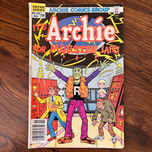 It’s Archie Monster Laffs No. 326 comic from 1983, Archie Comics Group with spooky humor and Riverdale Halloween antics.