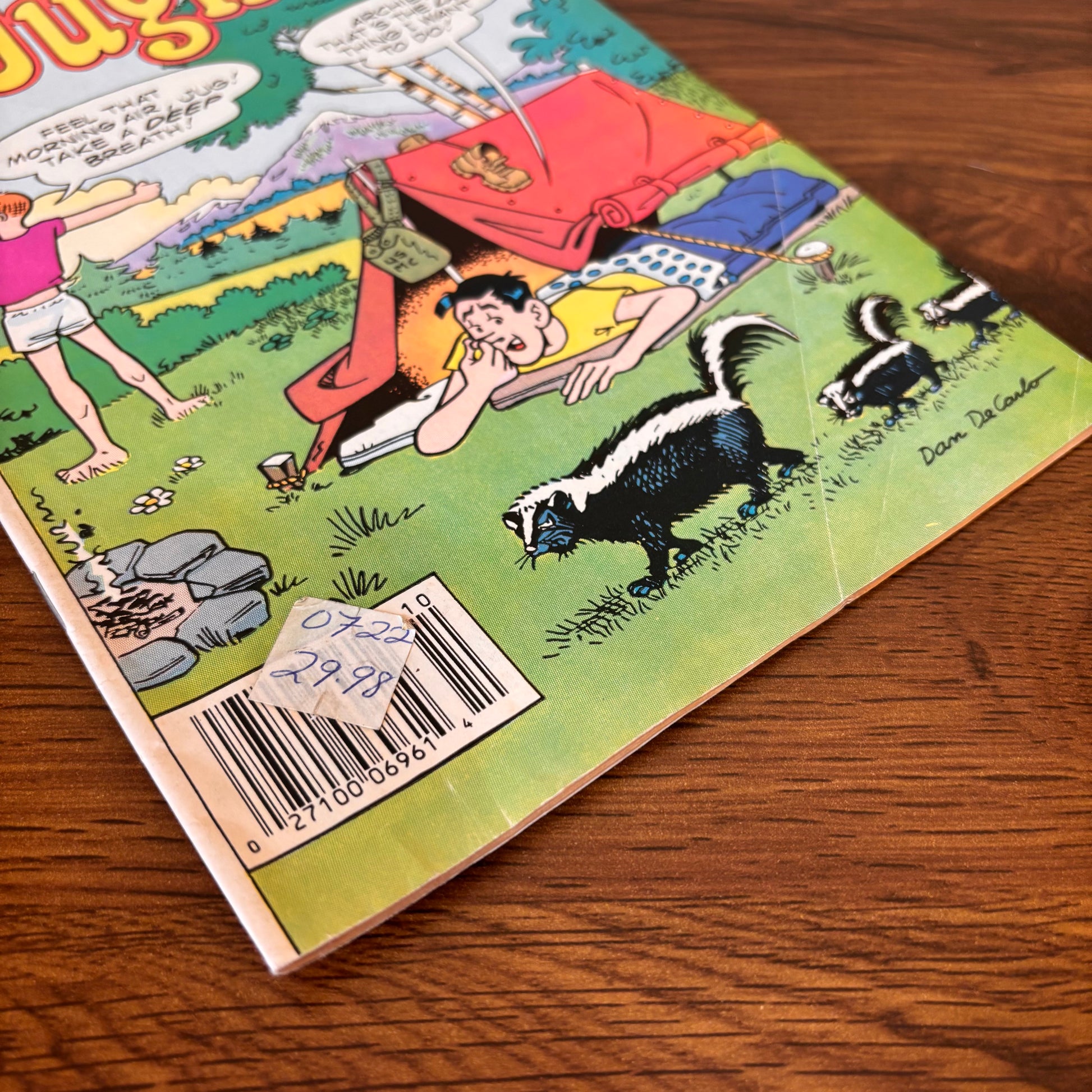 Jughead Archie Series No. 348 with Dan DeCarlo cover artwork, featuring a camping trip joke, fresh air speech bubbles, and classic 1980s Riverdale character style.