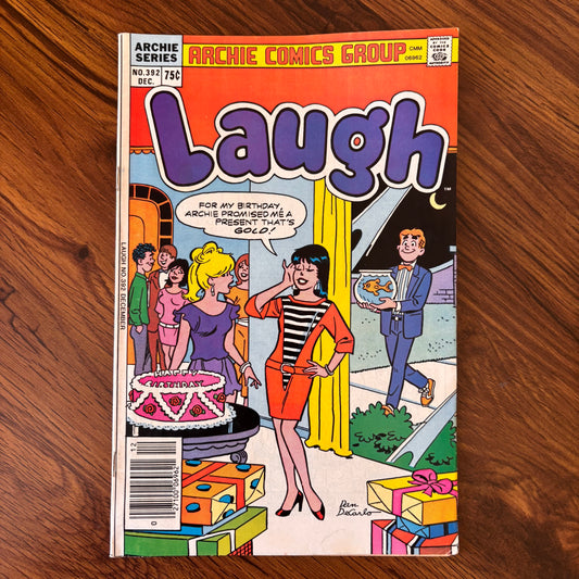 Laugh No. 392 comic from December 1985, Archie Comics Series with Riverdale laughs, slapstick, and fun.