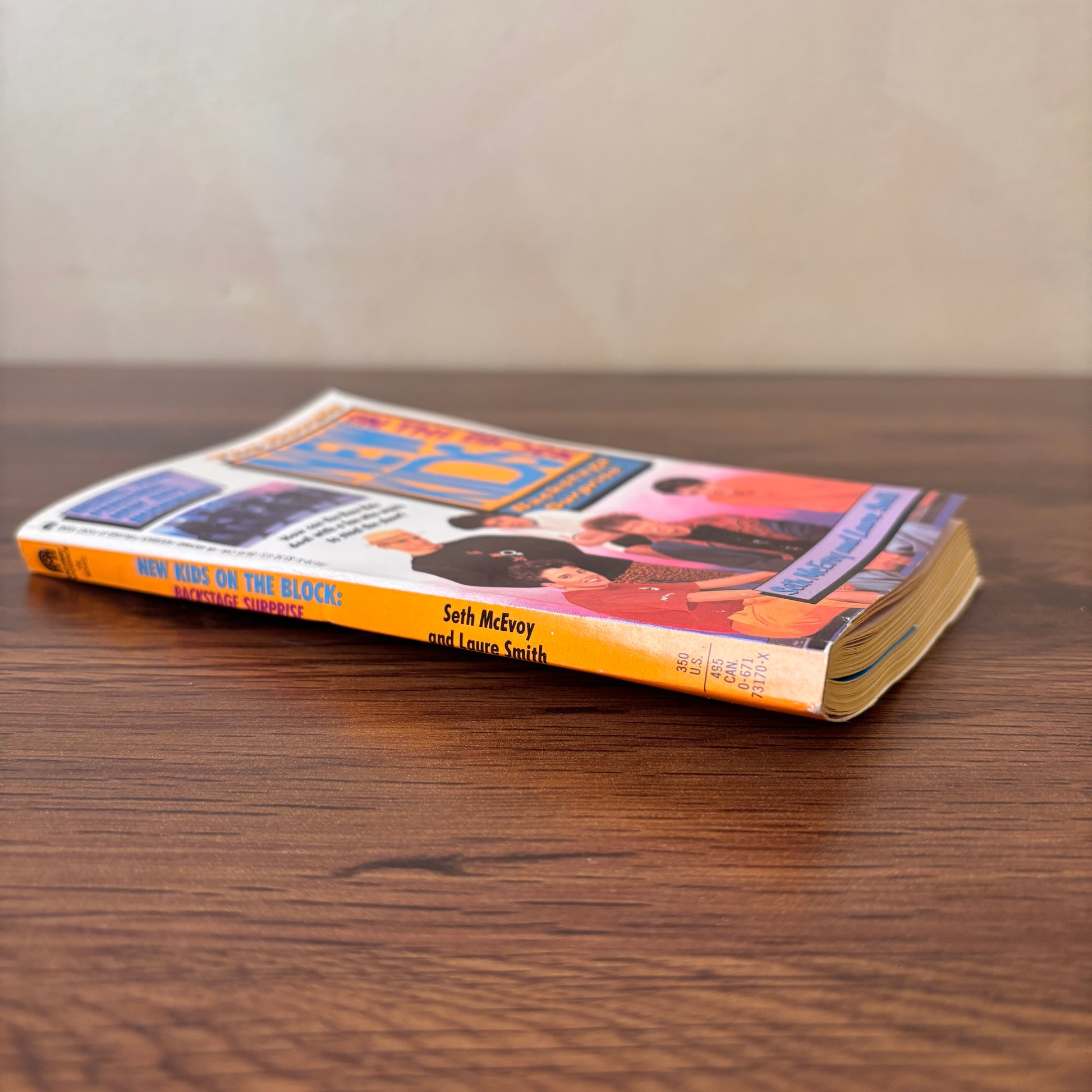New Kids on the Block The Novels Backstage Surprise paperback book with original boy band cover artwork, a collectible vintage teen fiction title for NKOTB fans.