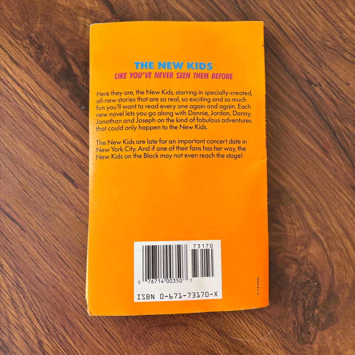 NKOTB Backstage Surprise 90s teen novel paperback with colorful New Kids on the Block cover design, a retro boy band book collectible for nostalgic readers.