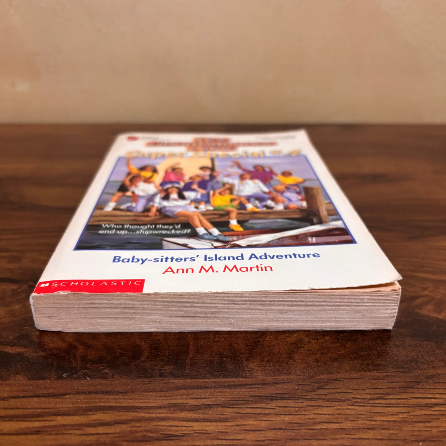 Nostalgic summer Baby-Sitters Club book Baby-sitters’ Island Adventure, a vintage Ann M. Martin paperback with island trip drama, friendship, and retro Scholastic chapter book vibes.