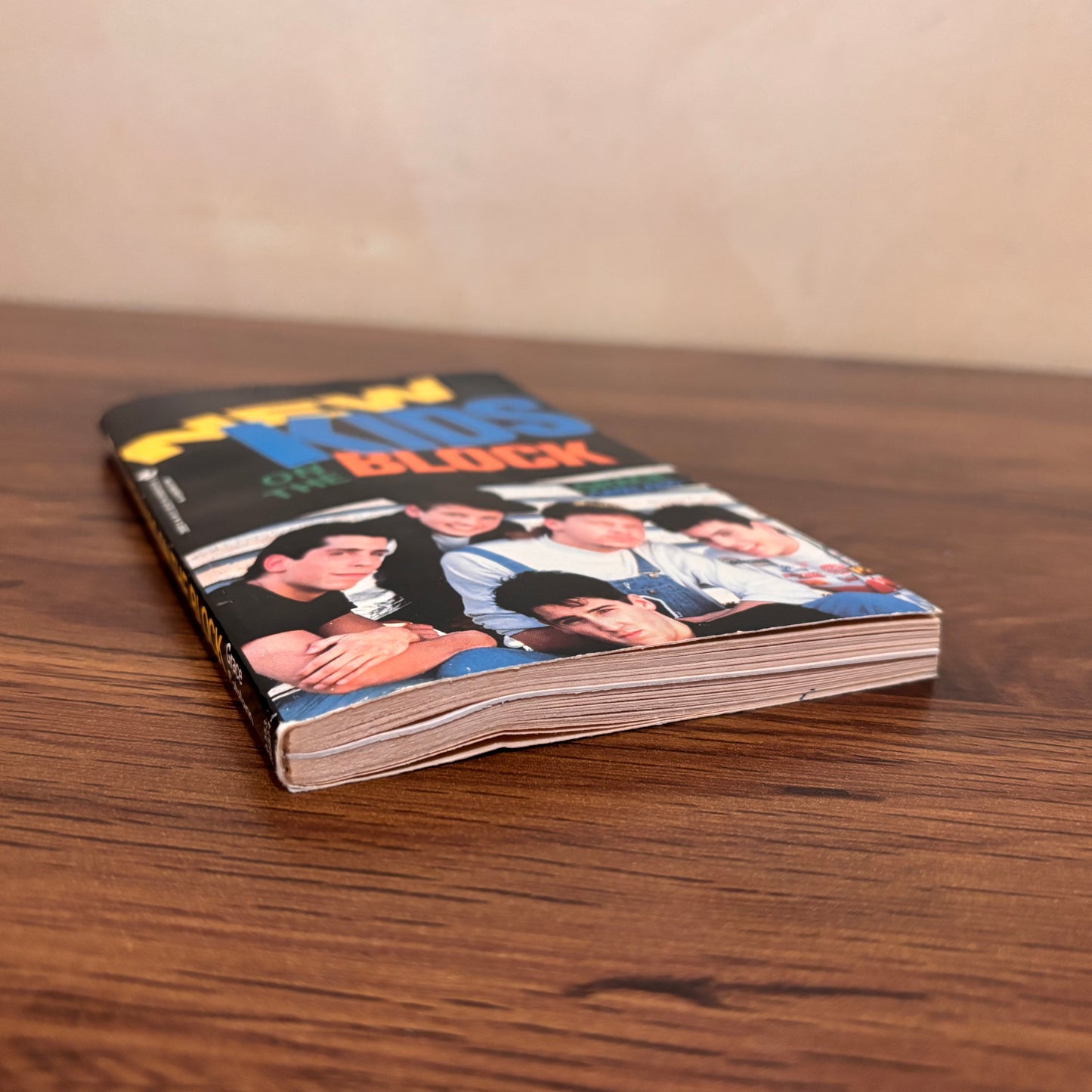 Retro boy band book featuring New Kids on the Block, a vintage paperback collectible with 90s NKOTB cover art for nostalgic fans of teen music books and pop culture.