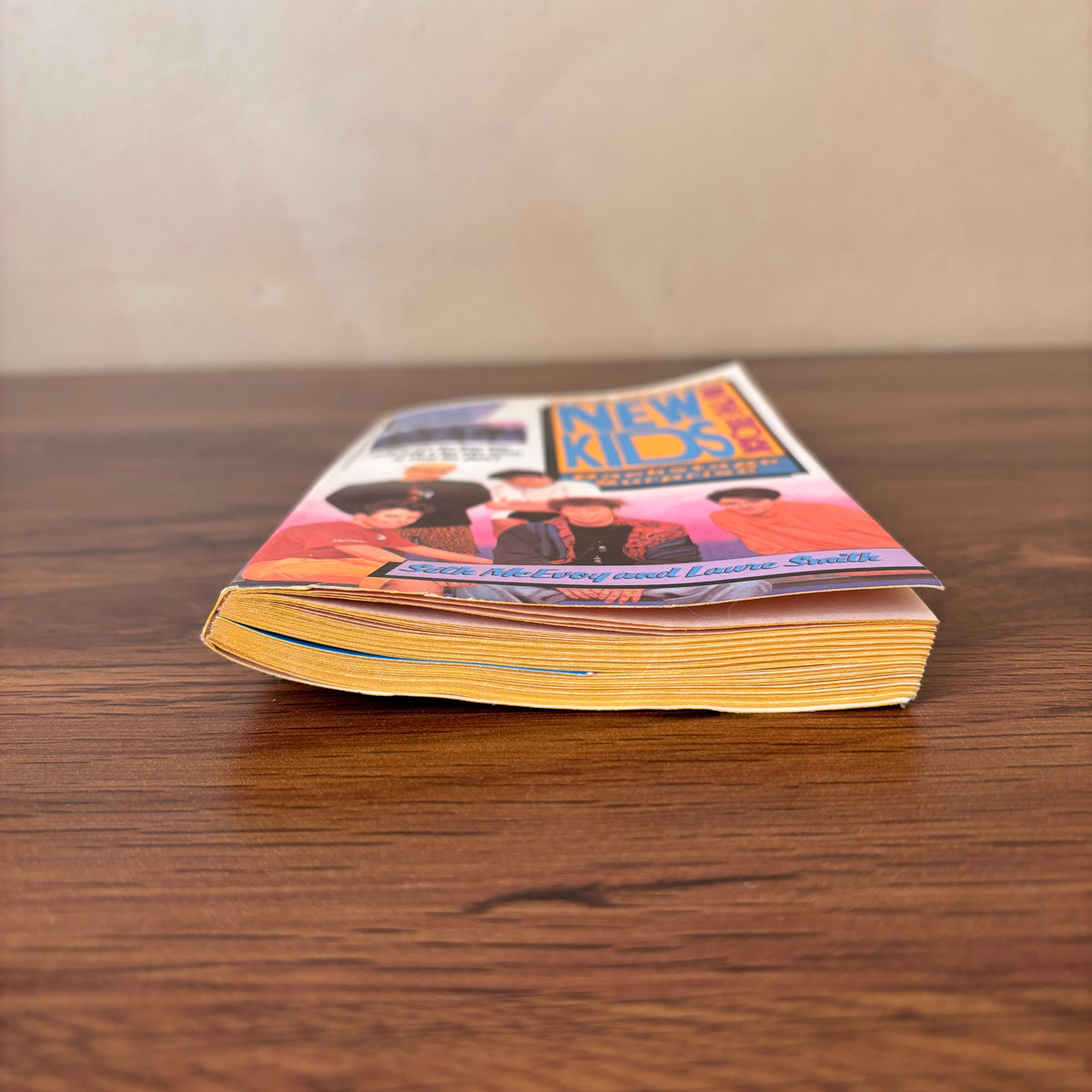 Retro NKOTB teen fiction paperback Backstage Surprise, a vintage New Kids on the Block book with classic 90s cover art for boy band collectors and nostalgic pop culture fans.