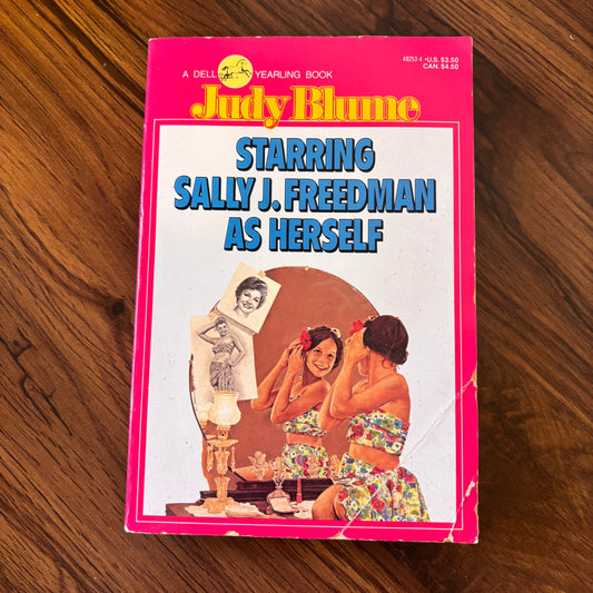1991 Yearling paperback edition of Starring Sally J. Freedman as Herself by Judy Blume, featuring the pink cover artwork. Classic 90s coming-of-age novel with historical themes and vintage design.