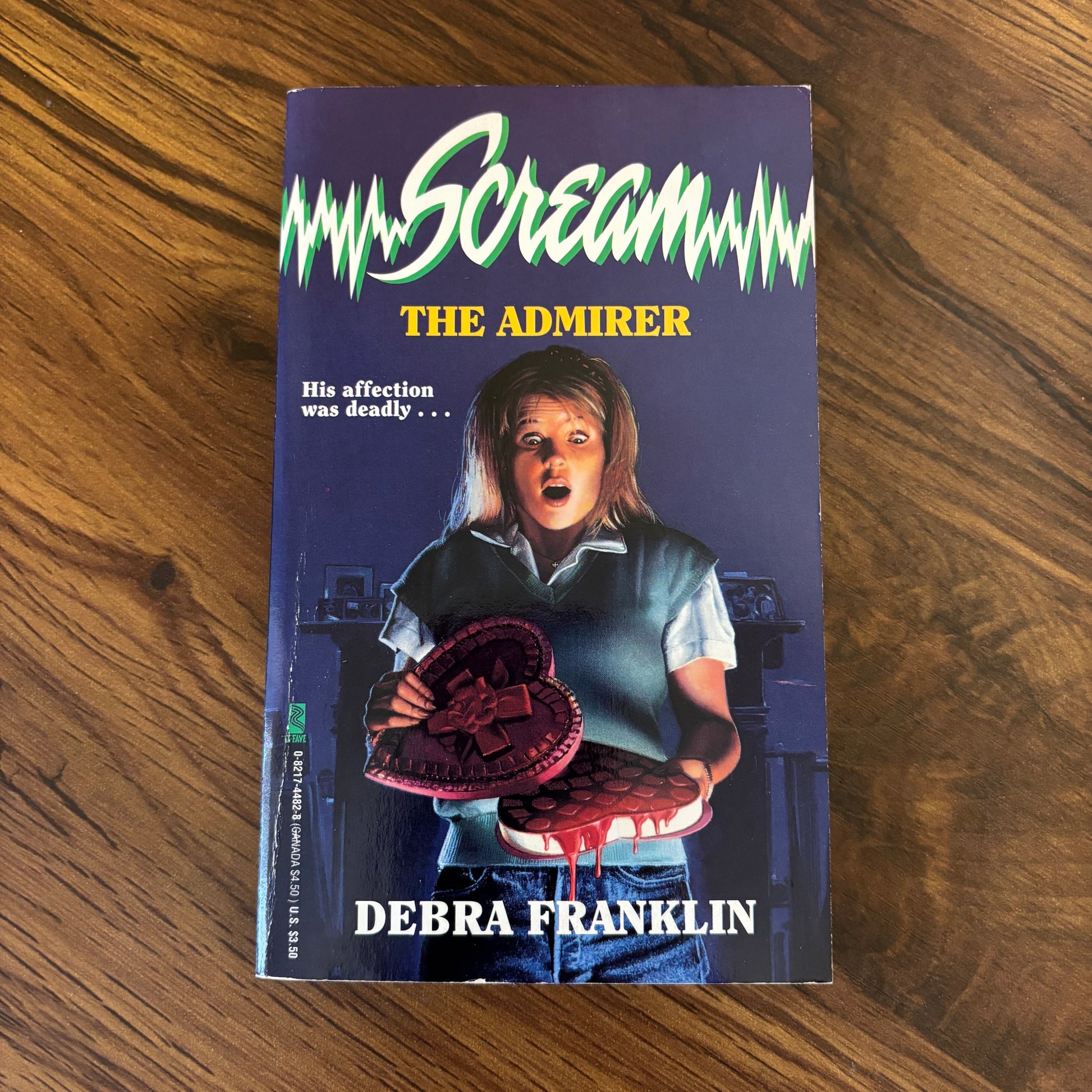 Scream #7: The Admirer by Debra Franklin, 1994 first print Z-Fave YA horror paperback. A twisted teen thriller with a deadly crush, valentine vibes, and full 90s slasher energy. A nostalgic favorite for vintage horror fans. omgihadthat.com
