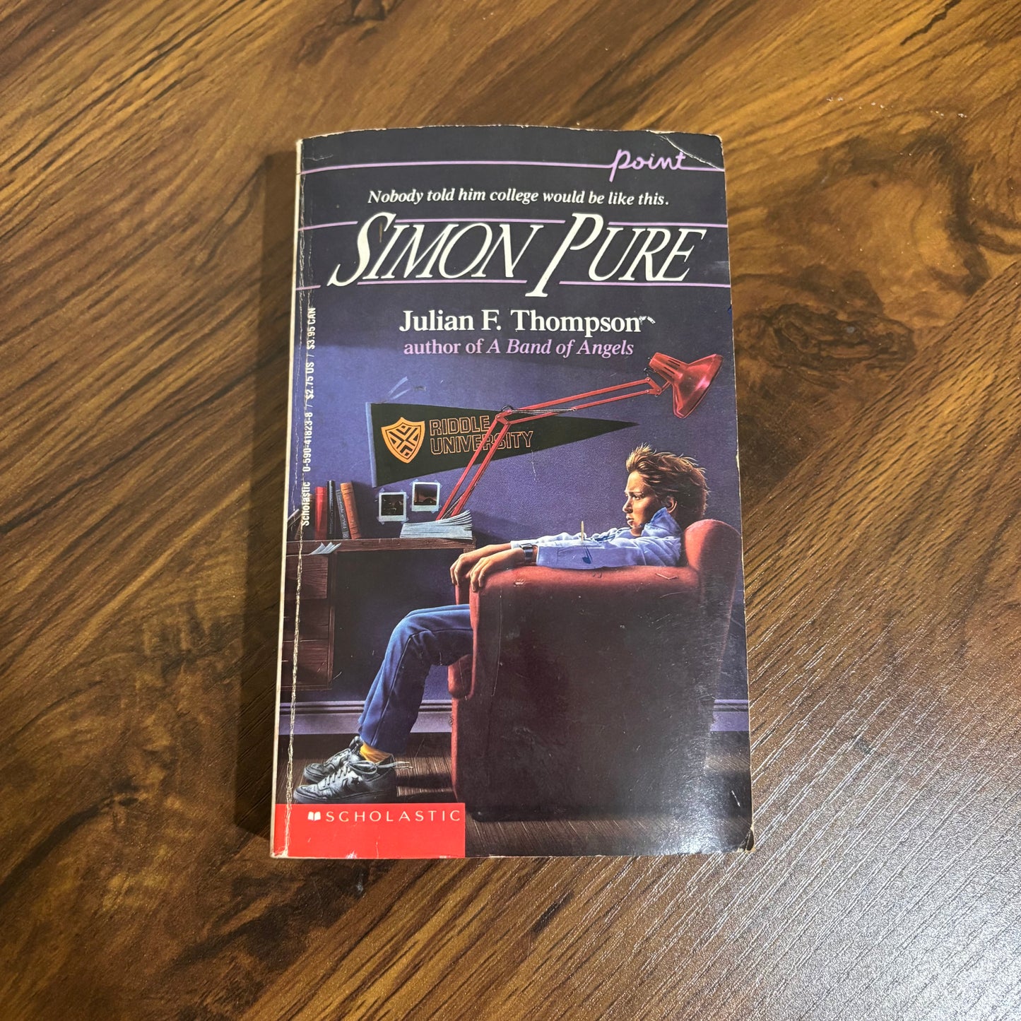 Cover of Simon Pure by Julian F. Thompson, a 1987 Point Fiction paperback novel featuring realistic 1980s teen drama and character-driven young adult storytelling.
