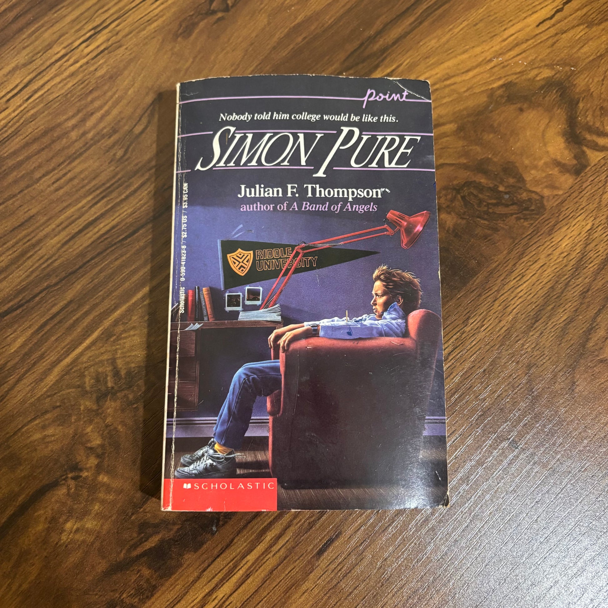 Cover of Simon Pure by Julian F. Thompson, a 1987 Point Fiction paperback novel featuring realistic 1980s teen drama and character-driven young adult storytelling.