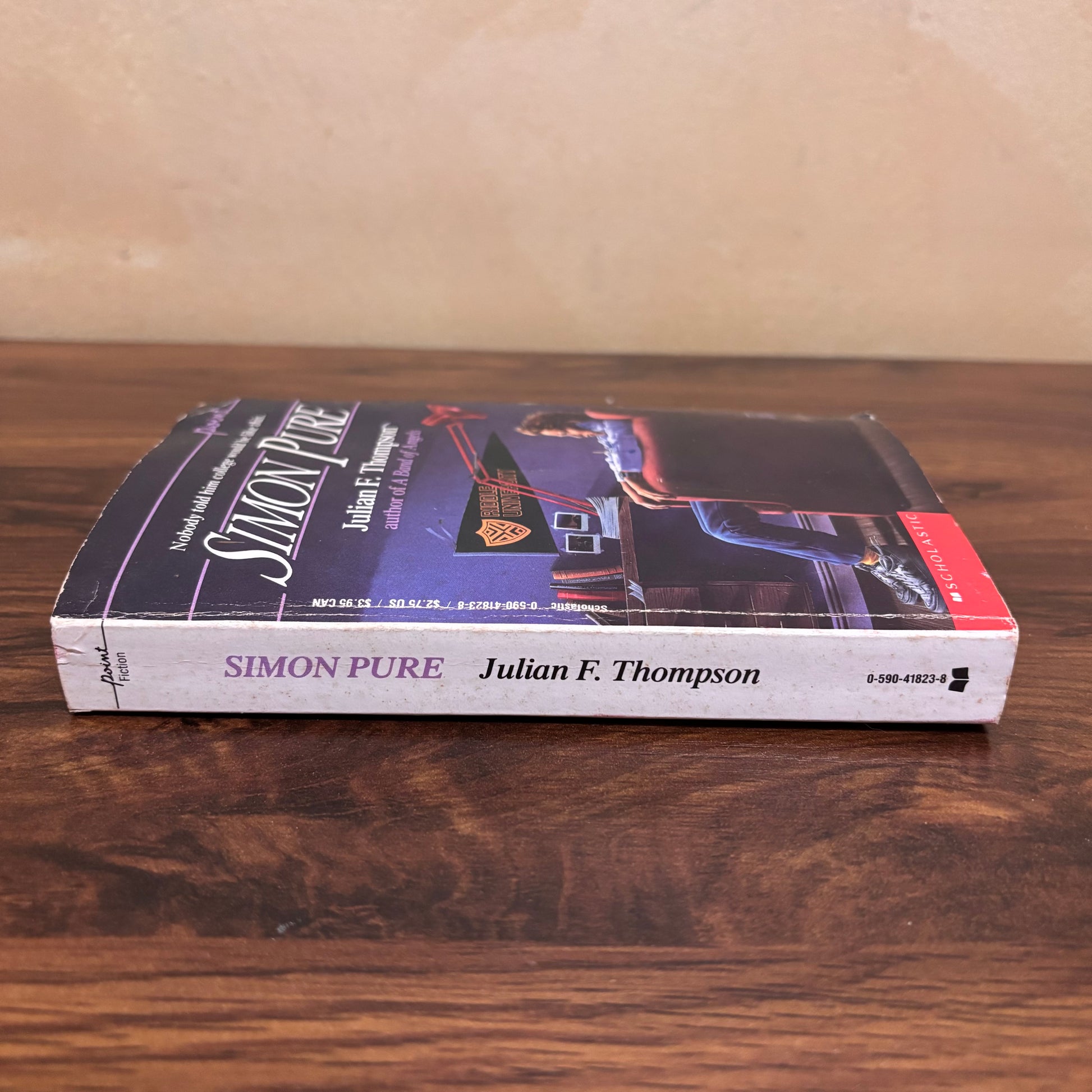 Simon Pure vintage coming-of-age teen book by Julian F. Thompson, a nostalgic paperback about college, expectations, and finding yourself in a classic 80s YA fiction style.