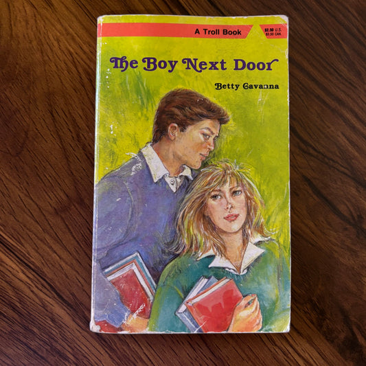 The Boy Next Door by Betty Cavanna, 1988 vintage YA romance paperback, teen love story published by Troll Books