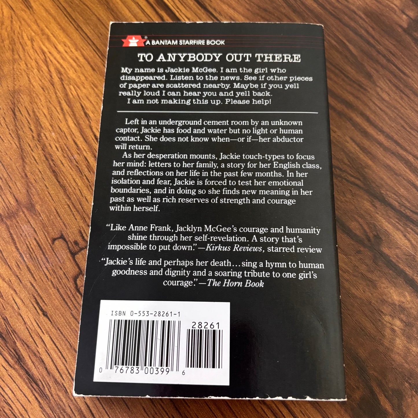 Vintage YA survival novel The Girl in the Box, featuring a teen girl writing for help after being abducted and left alone with food, water, fear, and no human contact.