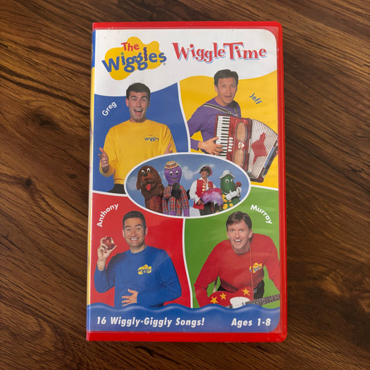 The Wiggles Wiggle Time 1999 VHS with 16 upbeat children’s songs and musical preschool entertainment